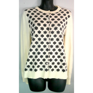 J. Crew the Caryn Cardigan Black & White Floral Women's Medium